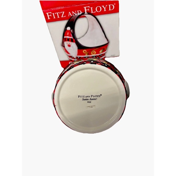 Fitz And Floyd Santa, Santa! Basket Red Black Ceramic Candy Dish Christmas Gift - Picture 6 of 6